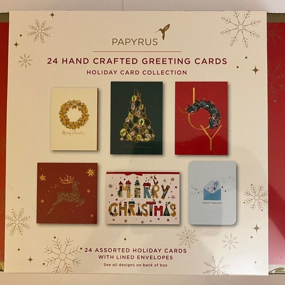 Papyrus Hand-Crafted Holiday Card Collection with Keepsake Box - Set of 24, NWOT - Picture 1 of 10